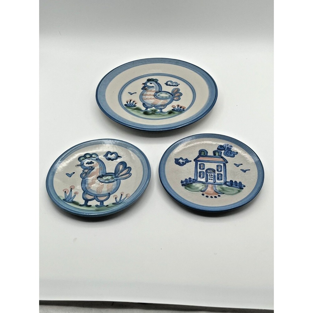 MA Hadley Signed Hand Painted Lunch Plate HOUSE and Bread Plates